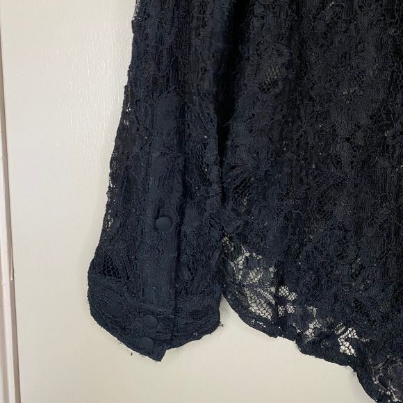 TORRID woman's plus size 2X Madison black lace button up long sleeve top shirt - Picture 7 of 15